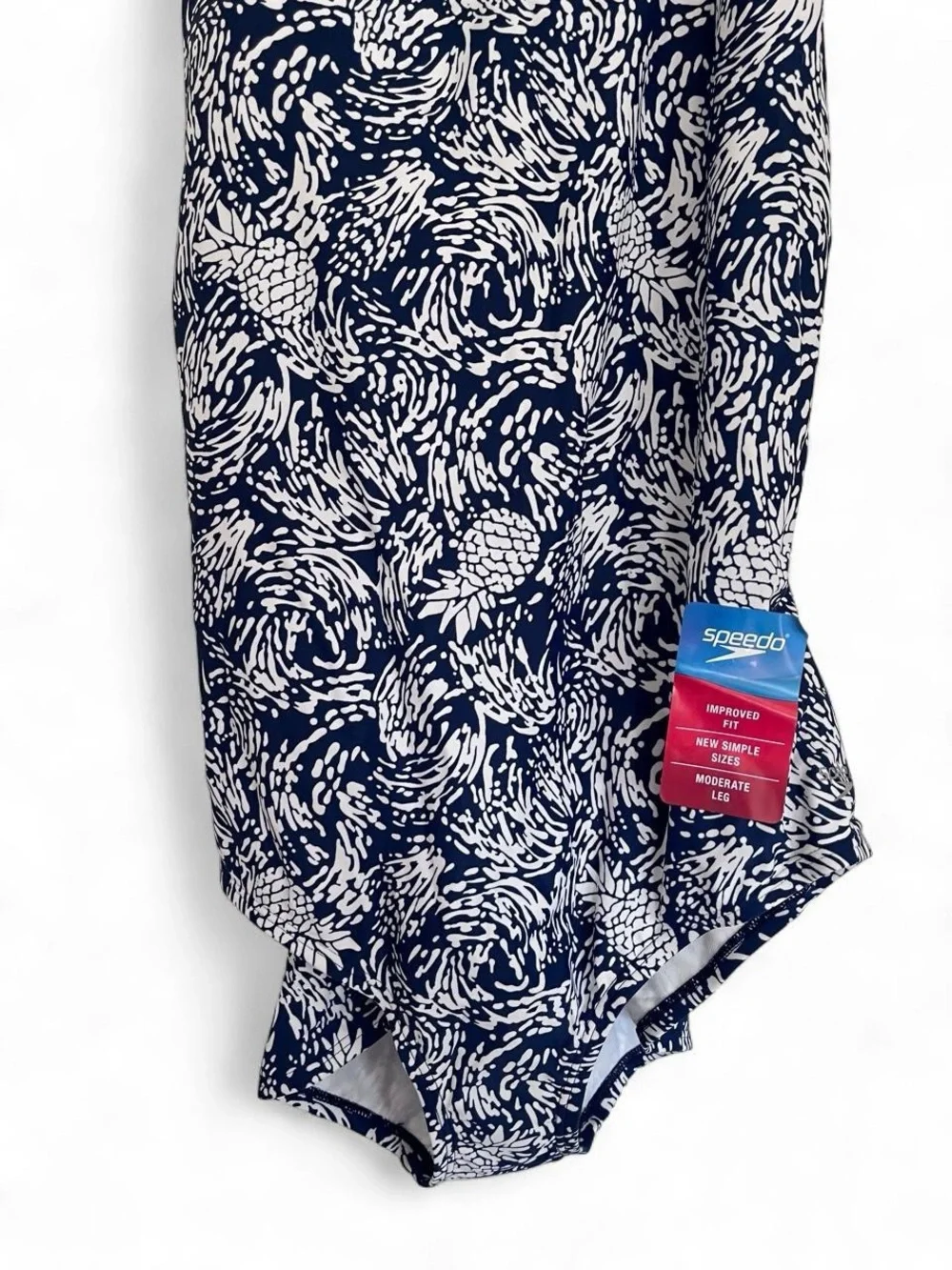 NWT Speedo Women's Ultraback Blue Pineapple One Piece Swimming Suit Size XXL